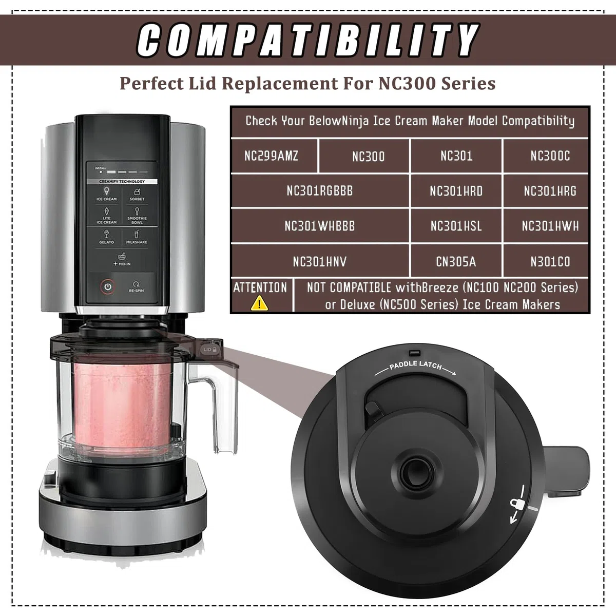 Coperchio esterno per ninja creami NC30 coperchio esterno per gelatiera compatibile con ninja NC299AMZ/NC301/NC300/NC201/NC101 Serie, accessorio per gelatiera, coperta per ciotola esterna Ninja