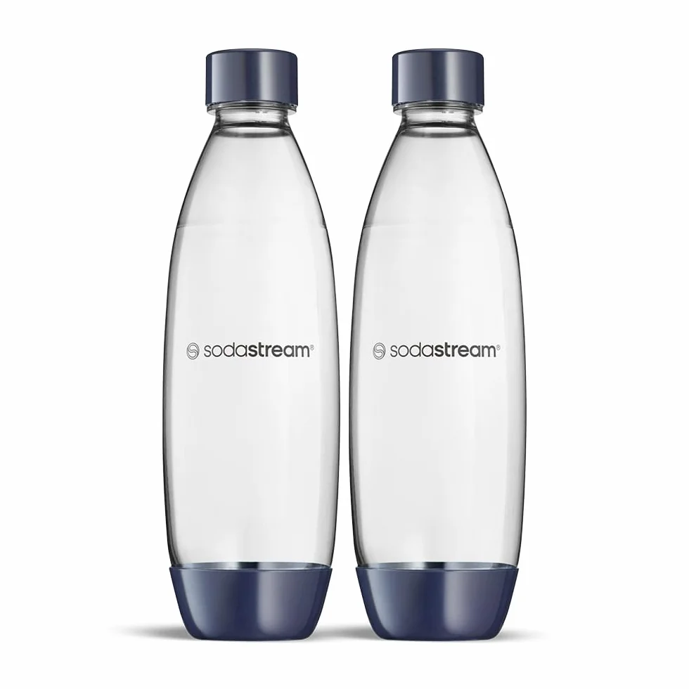 Sodastream Fuse Deep Blu - 2 bottiglie d’acqua lavabili in lavastoviglie, capacità 1 litro, bottiglie per la gasatura compatibili con Gaia, Terra, Art ed Enso, ecologiche, colore nero.