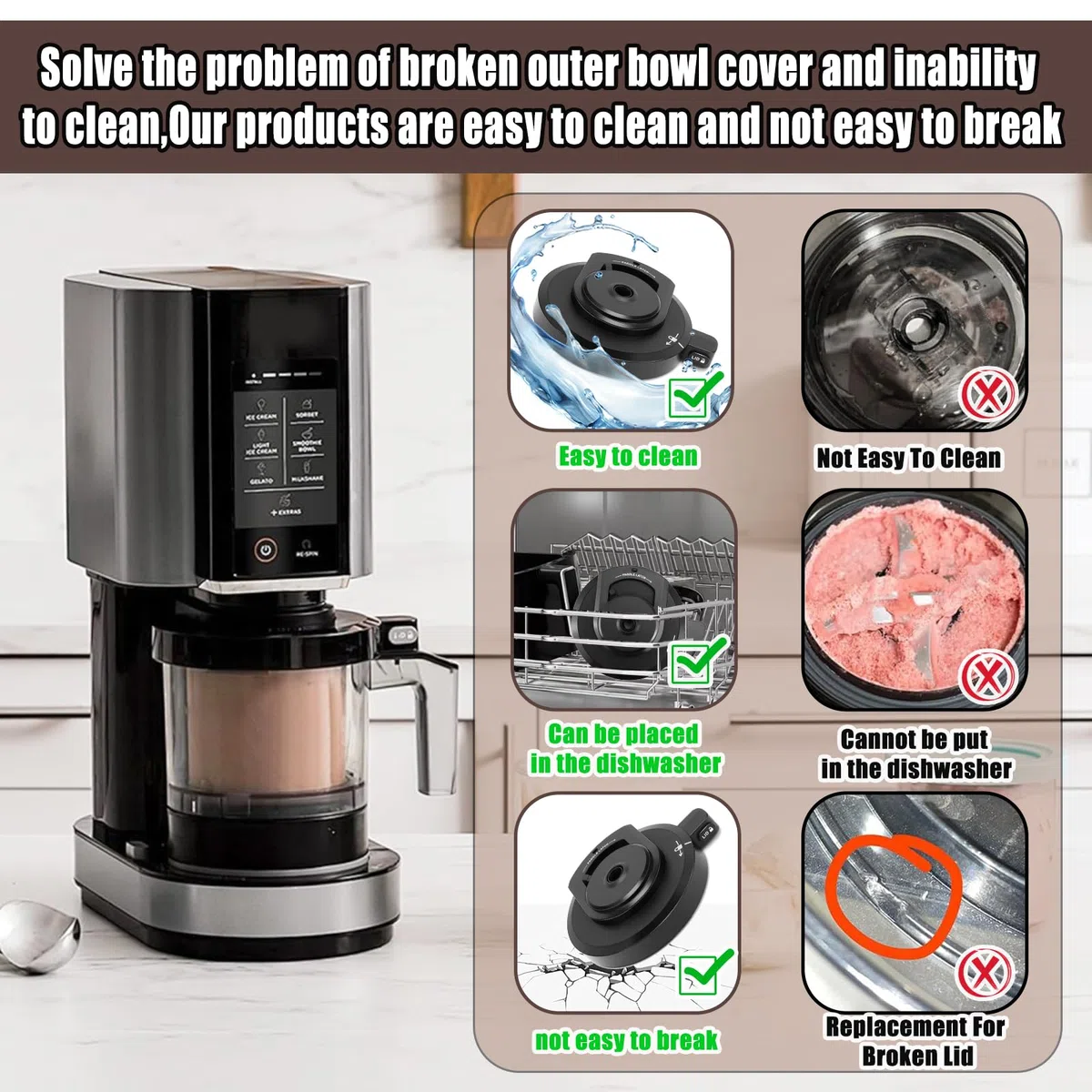 Coperchio esterno per ninja creami NC30 coperchio esterno per gelatiera compatibile con ninja NC299AMZ/NC301/NC300/NC201/NC101 Serie, accessorio per gelatiera, coperta per ciotola esterna Ninja