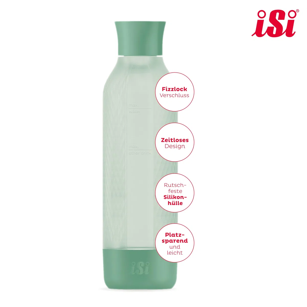 ISI Twist'n Sparkle Virtuoso - Bottiglia aggiuntiva per acqua frizzante, 0,95 l, bottiglia di ricambio per acqua frizzante, succhi e cocktail – Sprudler & Soda Maker accessori