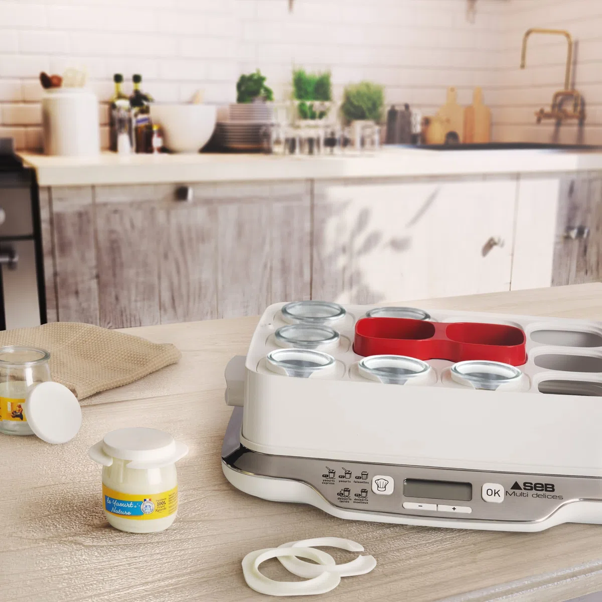 SEB MULTIDELICES colini per yogurtiera con coperchi ermetici | Compatibile con vasetti di Yogurt in Vetro Satinato | Ricicla i Tuoi barattoli Come Desideri