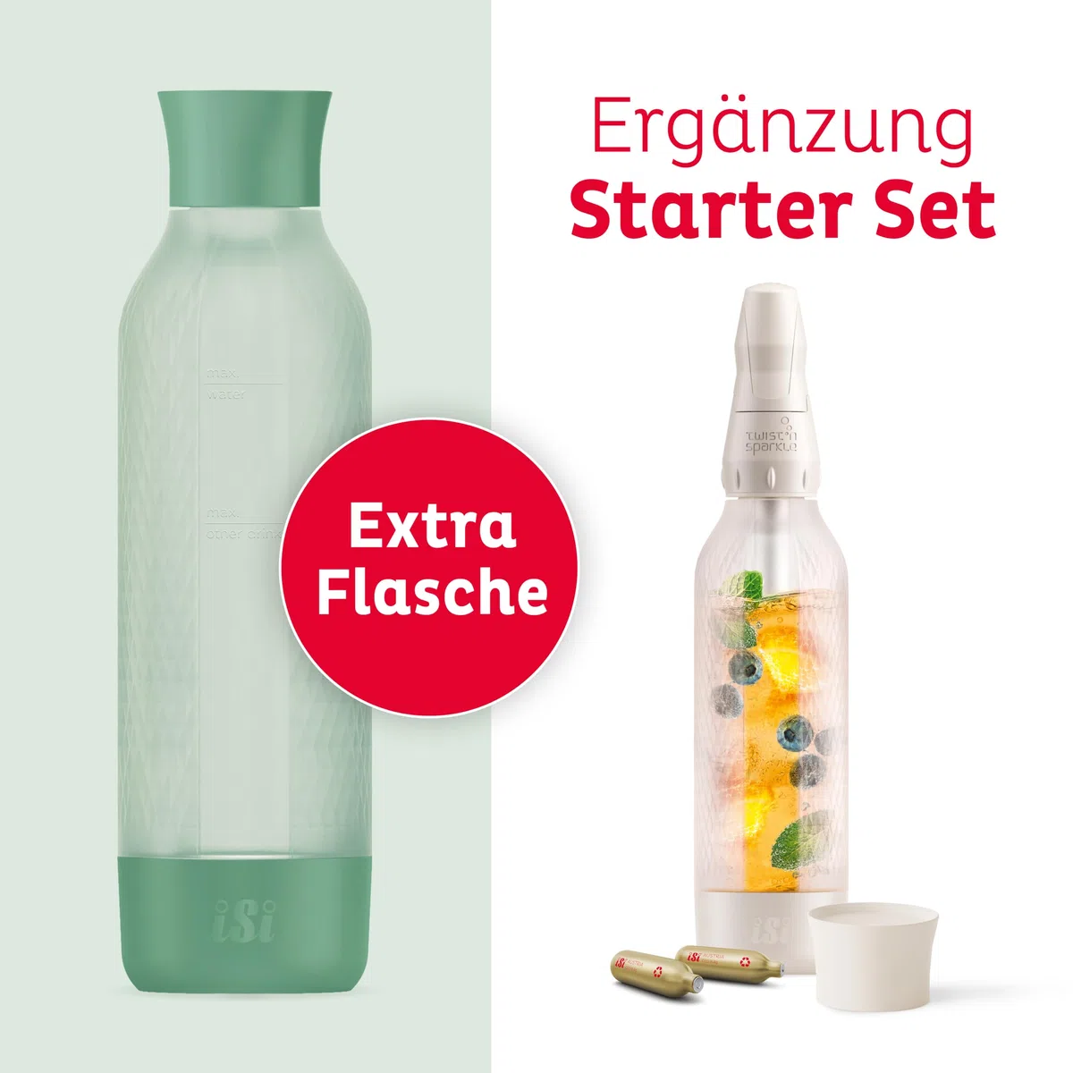 ISI Twist'n Sparkle Virtuoso - Bottiglia aggiuntiva per acqua frizzante, 0,95 l, bottiglia di ricambio per acqua frizzante, succhi e cocktail – Sprudler & Soda Maker accessori