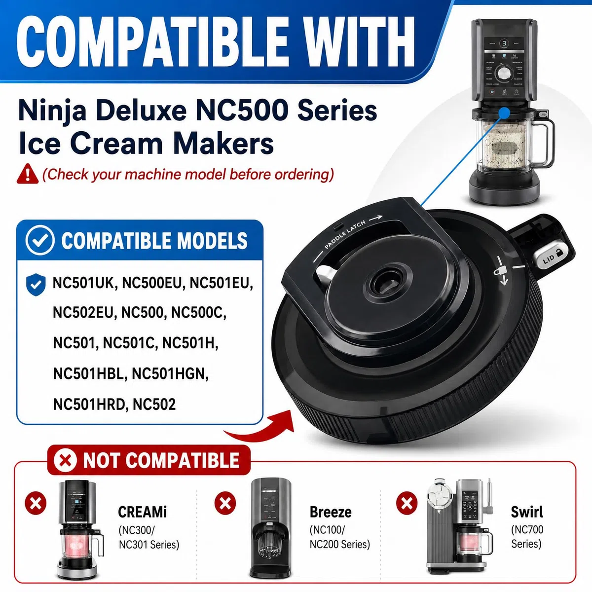 1 coperchio di ricambio per Ninja Creami, coperchio esterno compatibile con NC500/NC501, accessori Ninja Creami, parti di ricambio per gelatiera Ninja