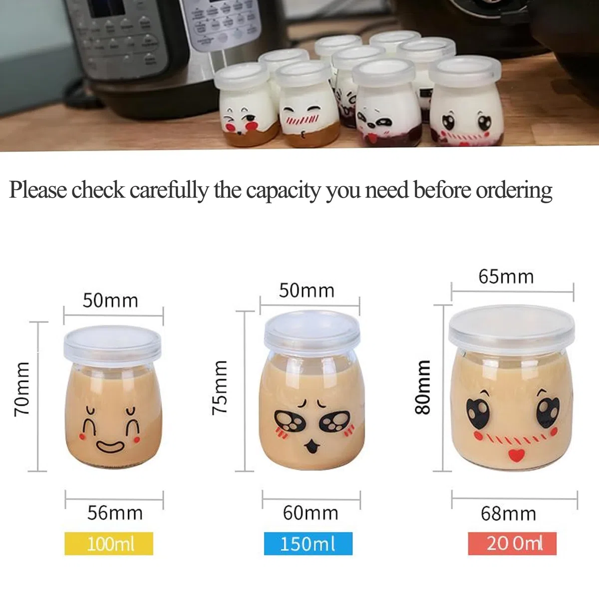 12 Vasetti per Yogurt con Coperchio, 100 ml Vasetti per Yogurt di Ricambio Bicchieri per Yogurtiera per Varoma del Bimby, Bimby Tm5/6, Multicooker