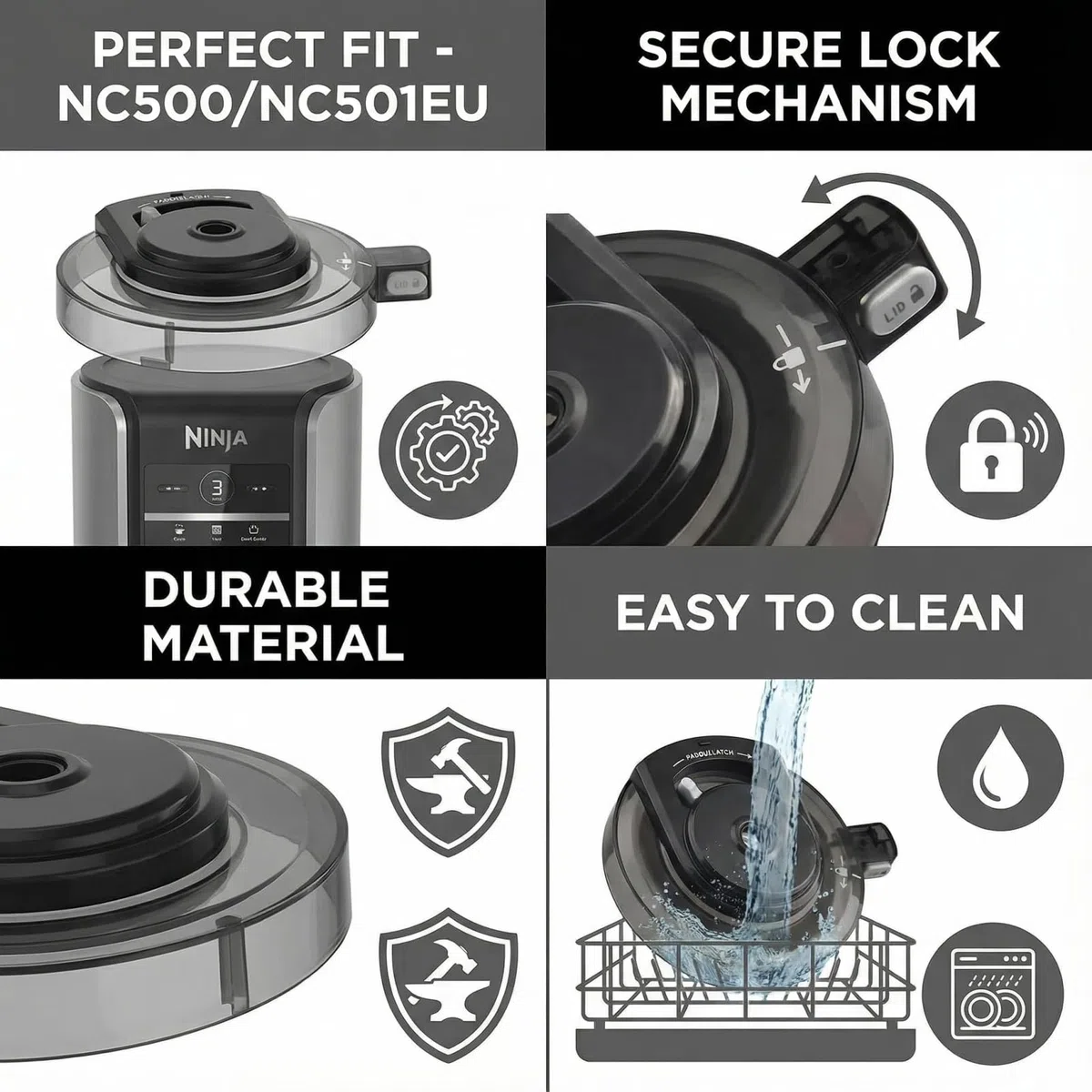 1 coperchio di ricambio per Ninja Creami, coperchio esterno compatibile con NC500/NC501, accessori Ninja Creami, parti di ricambio per gelatiera Ninja