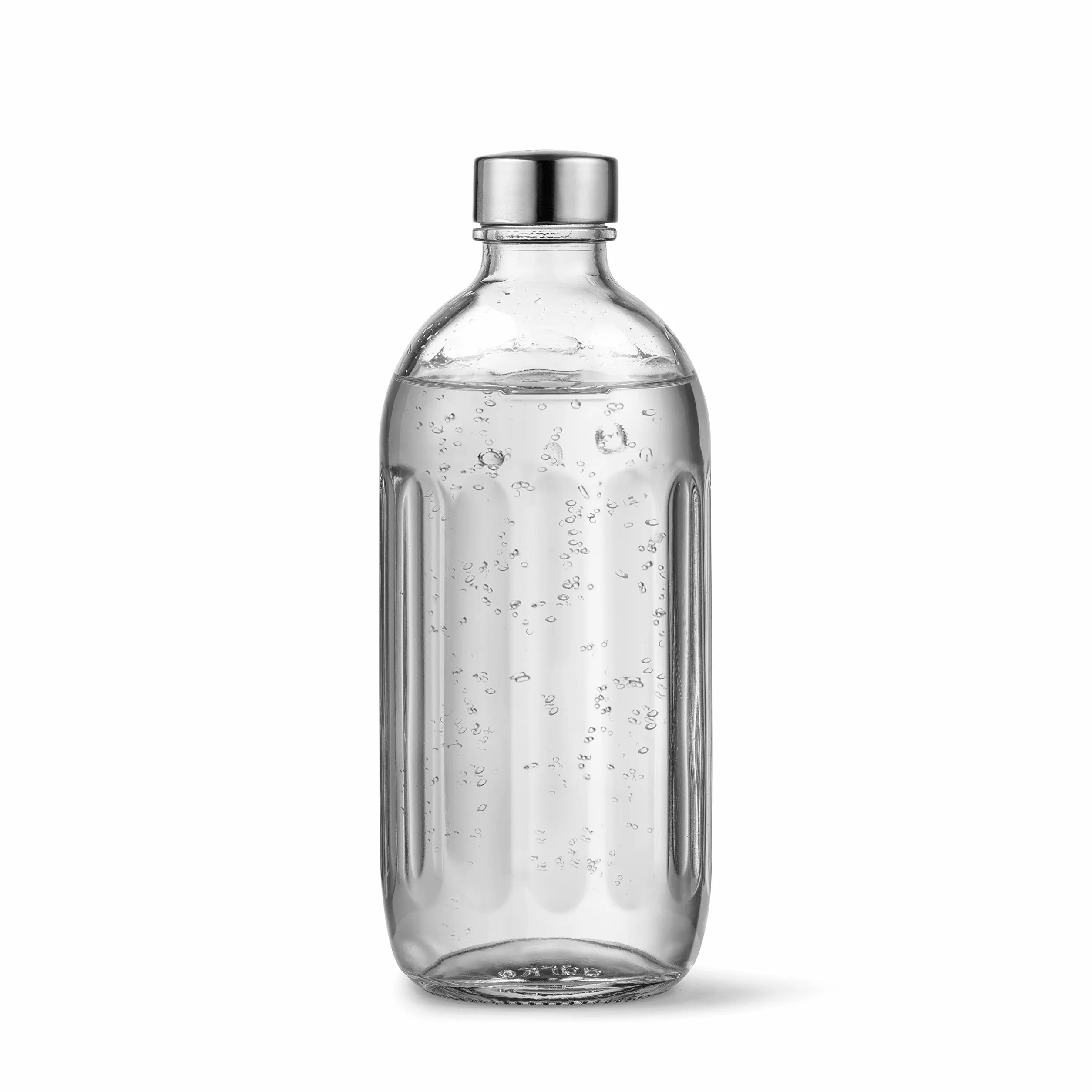aarke Bottiglia di Vetro [compatibile solo con carbonator PRO]per Carbonator Pro (Gasatore d’acqua), Lavabile in Lavastoviglie, Dettagli in Acciaio, 800ml