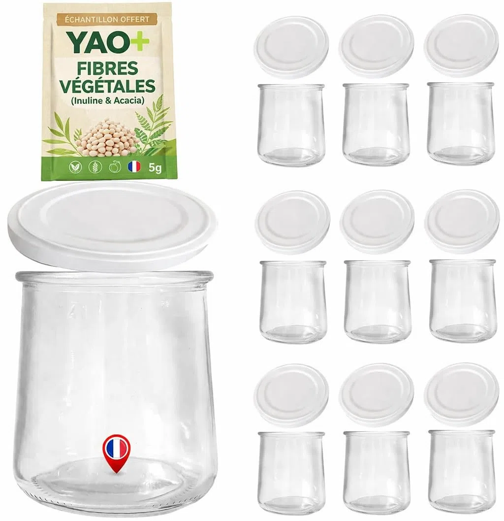Special-Day 6 vasetti per Yogurt in Vetro Formato XL da 200 ml con 9 coperchi ermetici Senza BPA - vasetto Grande per Bambini per Qualsiasi Macchina per Yogurt Mousse da Dessert Individuale