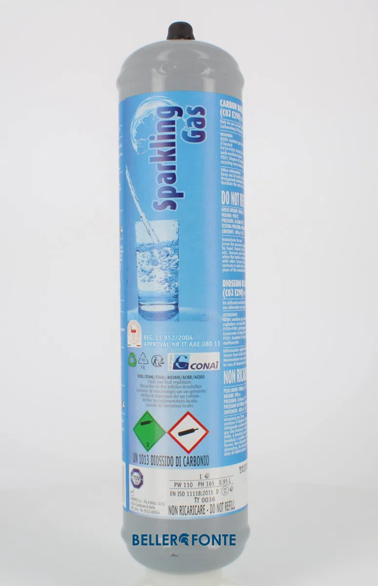 BELLEROFONTE - Bombole CO2 600g E290 per Gasatore Acqua Frizzante – Attacco M11x1 Compatibile Universale – Set Risparmio 1 Pezzi - Made in Italy