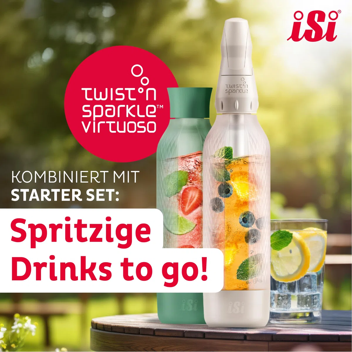 ISI Twist'n Sparkle Virtuoso - Bottiglia aggiuntiva per acqua frizzante, 0,95 l, bottiglia di ricambio per acqua frizzante, succhi e cocktail – Sprudler & Soda Maker accessori