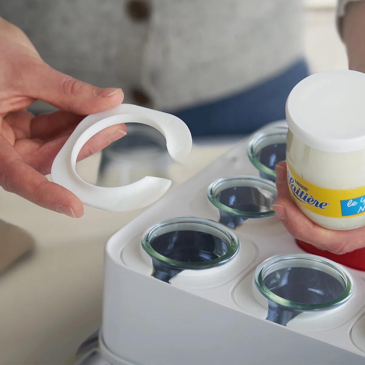 SEB MULTIDELICES colini per yogurtiera con coperchi ermetici | Compatibile con vasetti di Yogurt in Vetro Satinato | Ricicla i Tuoi barattoli Come Desideri