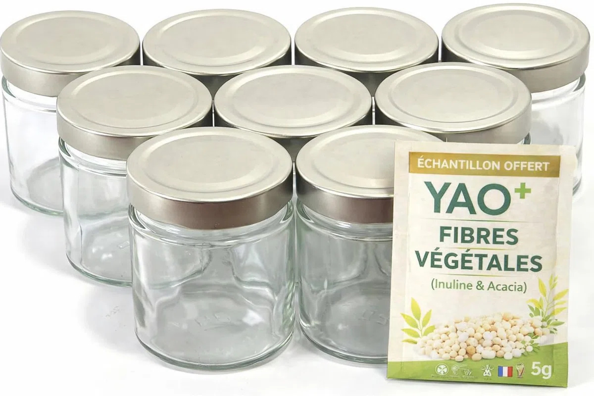 SPECIAL-DAY 6 vasetti di yogurt di grandi dimensioni XL da 220 ml con coperchio a vite in vetro vaso marmellata compatibile con qualsiasi yogurtiere-multicooker Thermomix, SEB, cookéo ecc