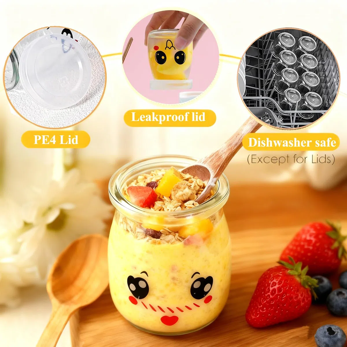 12 Vasetti per Yogurt con Coperchio, 100 ml Vasetti per Yogurt di Ricambio Bicchieri per Yogurtiera per Varoma del Bimby, Bimby Tm5/6, Multicooker