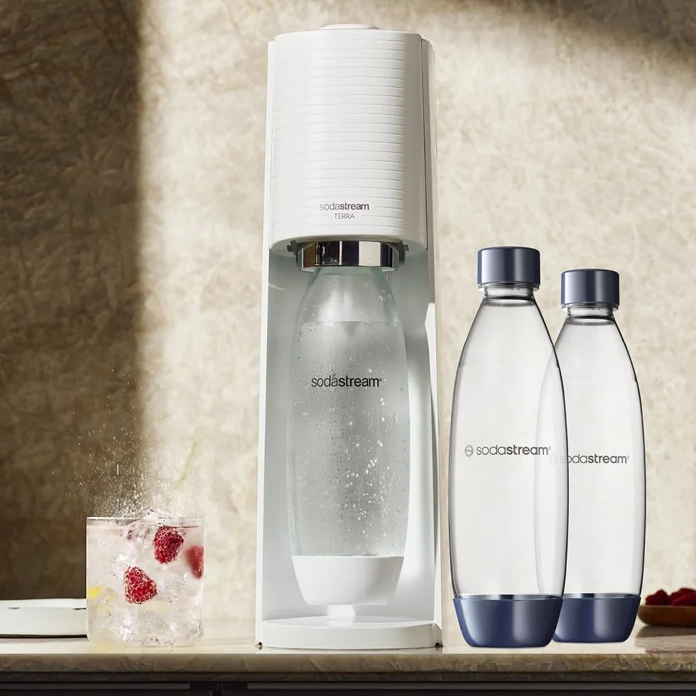 Sodastream Fuse Deep Blu - 2 bottiglie d’acqua lavabili in lavastoviglie, capacità 1 litro, bottiglie per la gasatura compatibili con Gaia, Terra, Art ed Enso, ecologiche, colore nero.